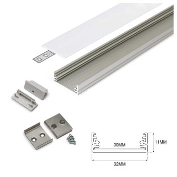 Profilo in Alluminio WIDE24 per Striscia Led - Anodizzato 2mt - Kit Completo