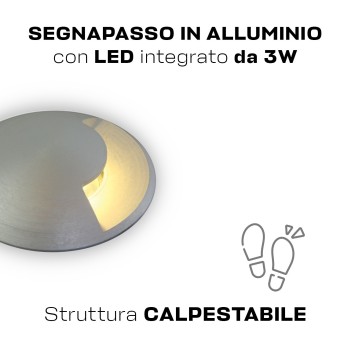 KING LED | Segnapasso da incasso calpestabile 3W 100lm Serie The Inground Medium IP67 - Rotondo Foro 77mm