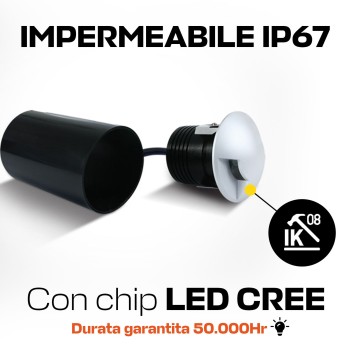 KING LED | Segnapasso da incasso calpestabile 3W 120lm Serie The Inground Medium IP67 - Rotondo Foro 77mm