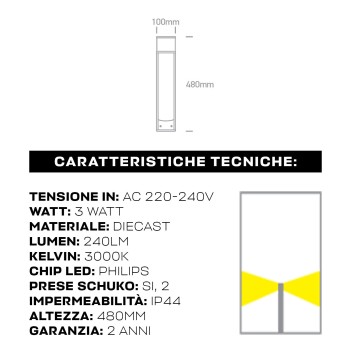 Garden bollard with E27 socket Bollard series 48cm 220V IP54 with 2 Schuko sockets - Anthracite