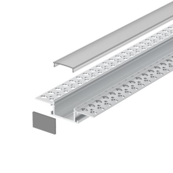 6214 Aluminium Plasterboard Profile for Led Strip - Anodised 2mt - Complete Kit
