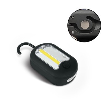 Battery-operated COB LED torch with magnet on the back + wardrobe hook en
