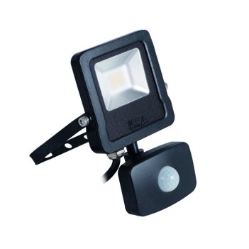 Outdoor LED Floodlight Black 10W 800lm IP44 with Motion Sensor and Twilight ANTOS-SE-10