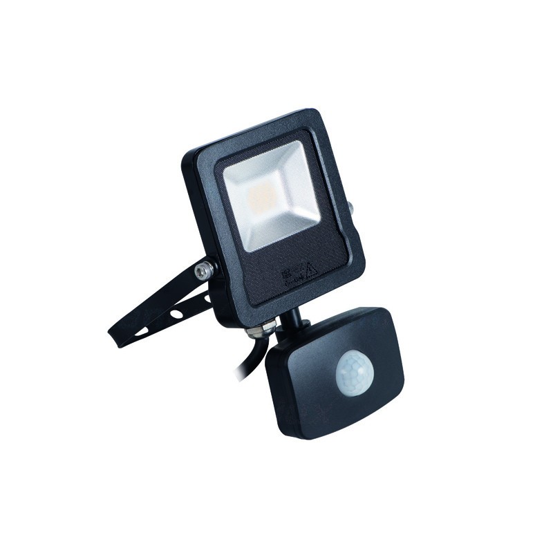 Outdoor LED Floodlight Black 10W 800lm IP44 with Motion Sensor and Twilight ANTOS-SE-10
