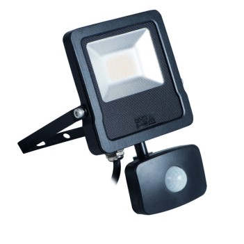 Outdoor LED Floodlight Black 20W 1600lm IP44 with Motion Sensor and Twilight ANTOS-SE-20