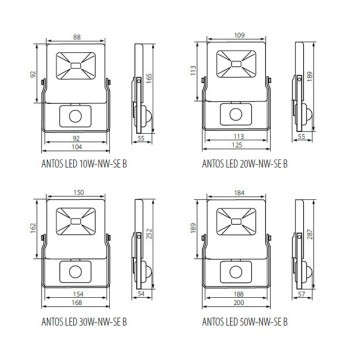Faro Proiettore a Led da Esterno Nero 20W 1600lm IP65 con