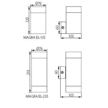 Wall light with GU10 socket MAGRA series 220V IP44 - Satin