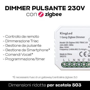 KiWi DMZ1 Modulo Dimmer Pulsante Smart ZigBee 3.0 AC 230V -