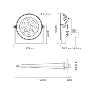 Faretto da esterno RGB+CCT da 9W ZIGBEE impermeabile IP66 con picchetto