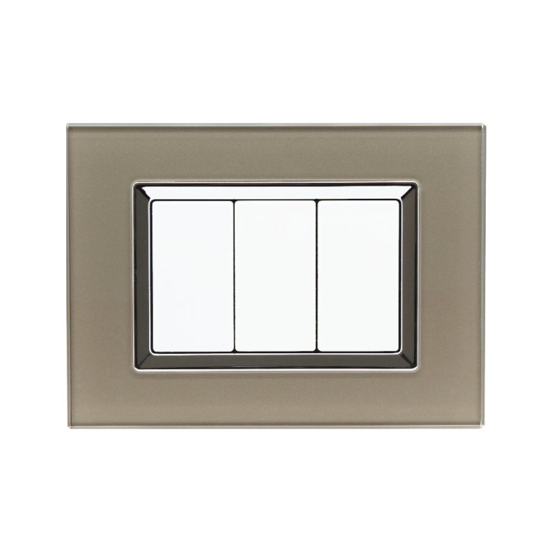 PLACES 3 MODULES PLEXI BRONZE Compatible BTICINO LIVING