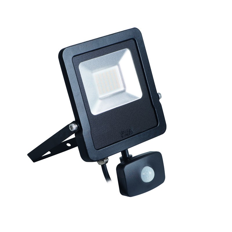 Outdoor LED Floodlight Black 30W 2400lm IP44 with Motion Sensor and Twilight ANTOS-SE-30