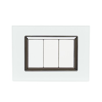 PLACCA 3 MODULI PLEXI NERA Compatibile BTICINO LIVING en