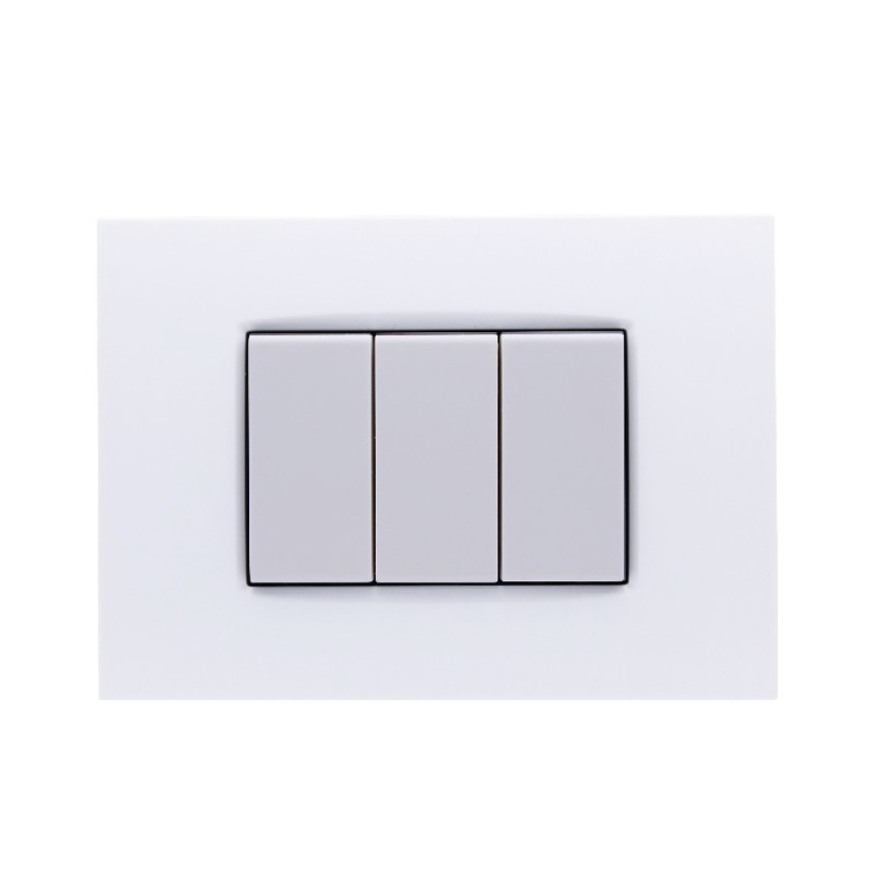 Placca cornice 3 Moduli Bianco Quadra Compatibile BTICINO LIVING en