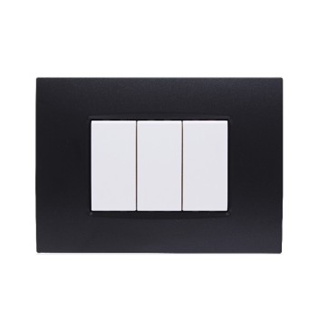 Placca cornice 3 Moduli Nero Quadra Compatibile BTICINO