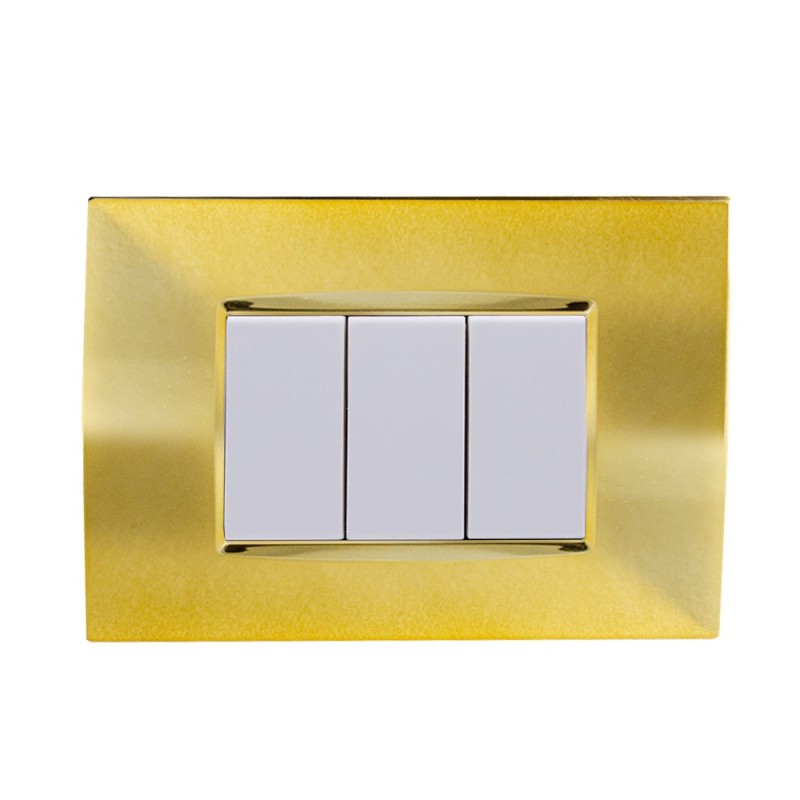 Placca cornice 3 Moduli Oro Lucido Quadra Compatibile