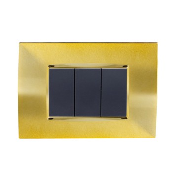 Placca cornice 3 Moduli Oro Lucido Quadra Compatibile