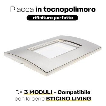 Placca cornice 3 Moduli Chromo Lucid Quadra Compatibile