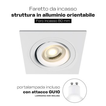 Recessed spotlight holder with GU10 IP20 socket with 80 mm hole DUAL RING