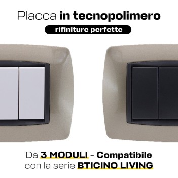 Placca Cornice 3 Moduli Bronzo VING Compatibile Bticino