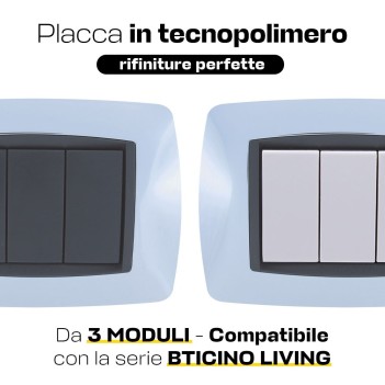 Placca Cornice 3 Moduli Cromo Lucido – Serie VING