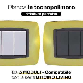 Placca Cornice 3 Moduli Oro Lucido – Serie VING en