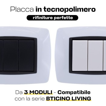 Placca Cornice 3 Moduli Bianca – Serie VING