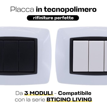 Placca Cornice 3 Moduli Bianca – Serie VING su KingLed