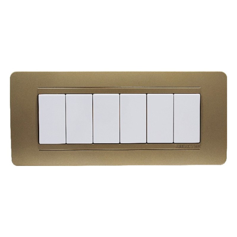 Placca Cornice 6 Moduli Oro opaco - Serie compatibile Matix