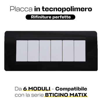 Placca Cornice 6 Moduli Nero - Serie compatibile Matix en