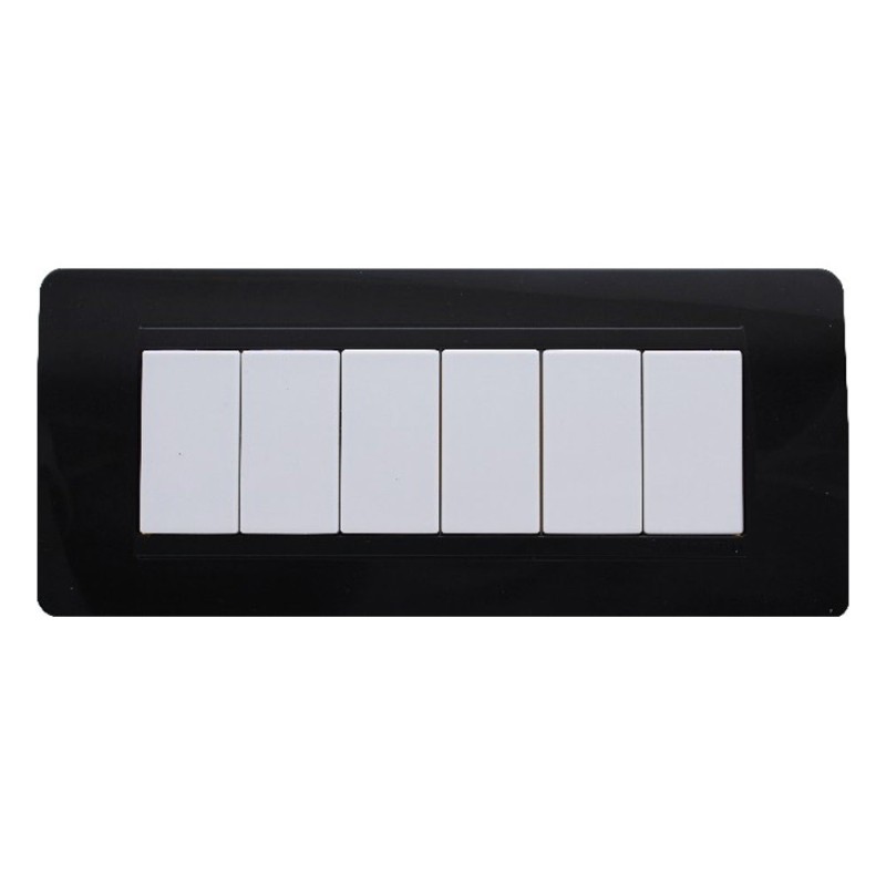 Placca Cornice 6 Moduli Nero - Serie compatibile Matix su Placca Cornice 6 Moduli Nero - Serie compatibile Matix su