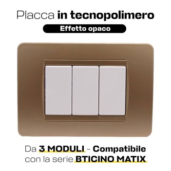Placca Cornice 3 Moduli Oro opaco - compatibile Serie Matix