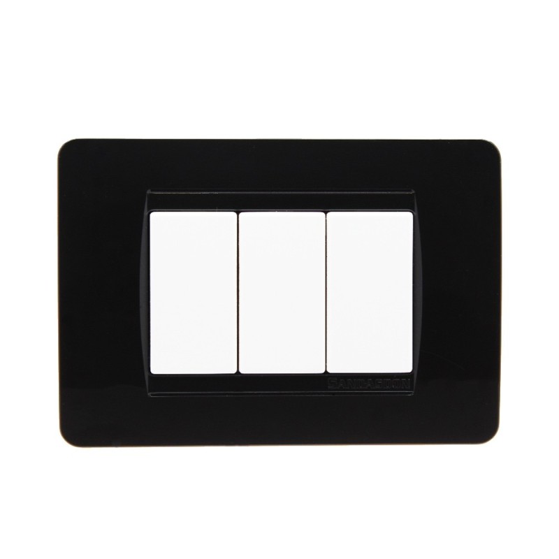 PLACCA CORNICE 3 MODULI NERO - SERIE TIX en