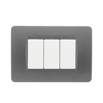 Placca Cornice 3 Moduli Acciaio scuro - Compatibile Serie