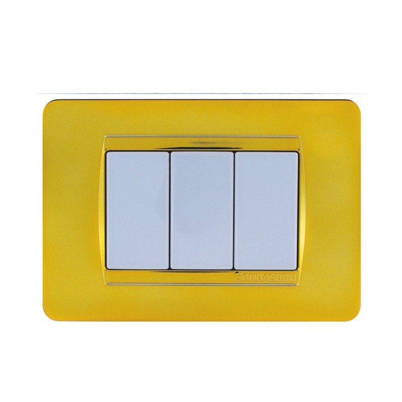 Placca Cornice 3 Moduli Oro lucido - Compatibile Serie