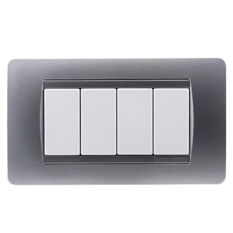Frame Plate 4 Modules Silver - Matix Series Compatible en Frame Plate 4 Modules Silver - Matix Series Compatible en