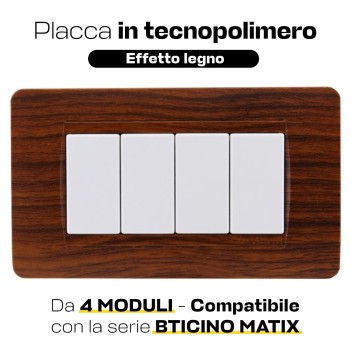 Placca Cornice 4 Moduli Radica - Compatibile Serie Matix su