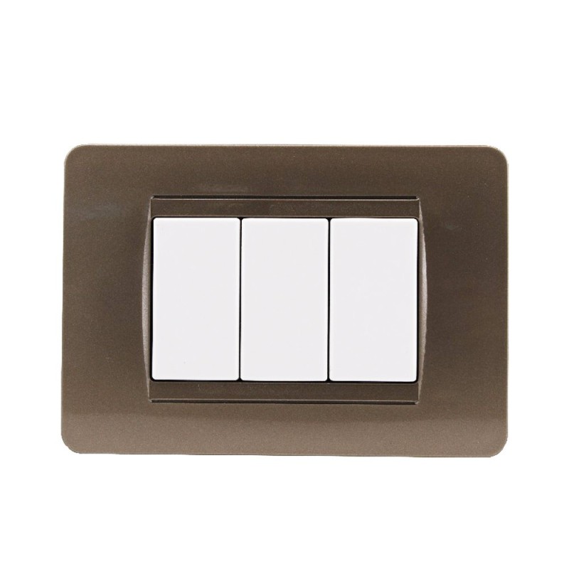 Placca Cornice 3 Moduli Bronzo - compatibile Serie Matix su