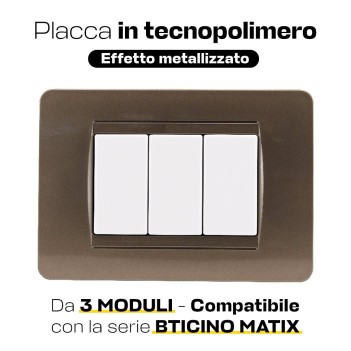 Placca Cornice 3 Moduli Bronzo - compatibile Serie Matix su