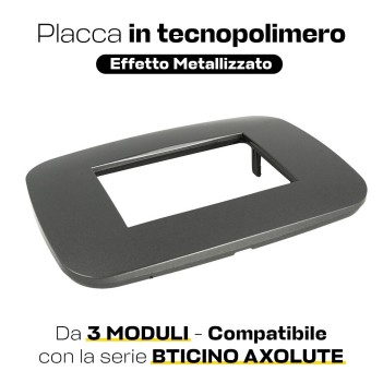 Placca Cornice Futura 3 Moduli Acciaio Scuro - Compatibile Axolute