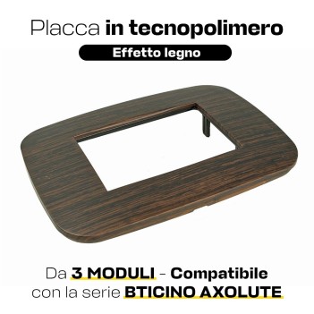 Placca Cornice Futura 3 Moduli Legno Wenge - Serie Lute su