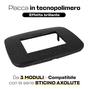 Placca Cornice Futura 3 Moduli Nero Flash Compatibile