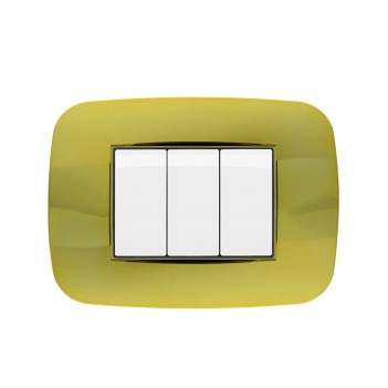 Placca Cornice Futura 3 Moduli Oro Lucido - Serie Lute