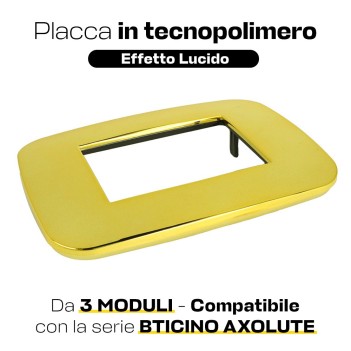 Placca Cornice Futura 3 Moduli Oro Lucido - Serie Lute