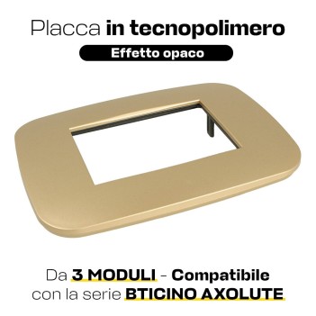 Placca Cornice Futura 3 Moduli Oro - Serie Lute su KingLed