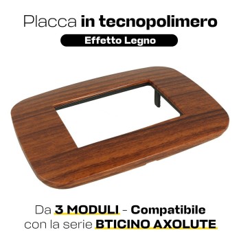 Placca Cornice Futura 3 Moduli Legno Radica - Serie Lute su