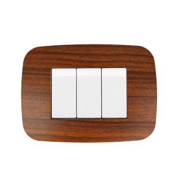 Placca Cornice Futura 3 Moduli Legno Radica - Serie Lute su