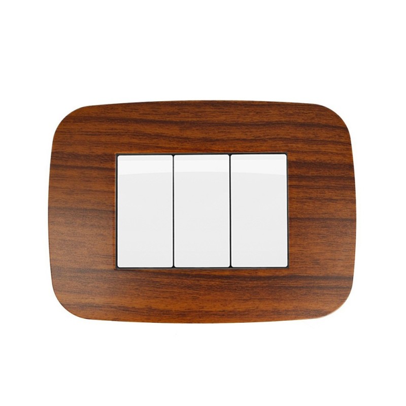 Placca Cornice Futura 3 Moduli Legno Radica - Serie Lute su Placca Cornice Futura 3 Moduli Legno Radica - Serie Lute su