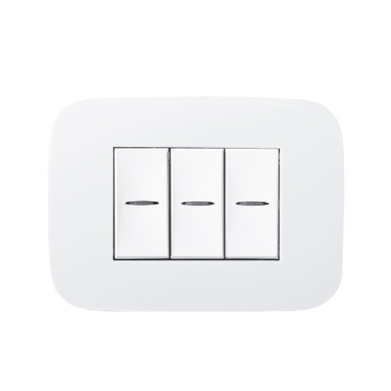 Placca da 3 moduli compatibile Bticino Axolute colore bianco