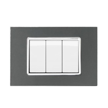 Placca in vetro da 3 moduli compatibile con la serie civile Bticino Axolute - colore acciaio scuro