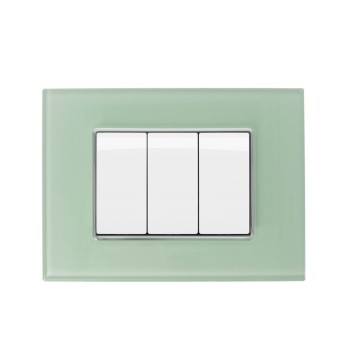 PLACCA CORNICE VETRO 3 MODULI VERDE BIANCASTRO - SERIE LUTE en